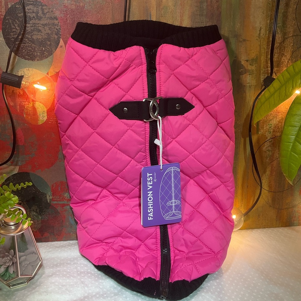 Gooby Winter Water Resistant Dog Quilted Fleece Jacket, X-small, 8.25" Pink